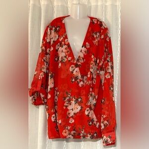Kut from the Cloth, sheer, red blouse. Sz M